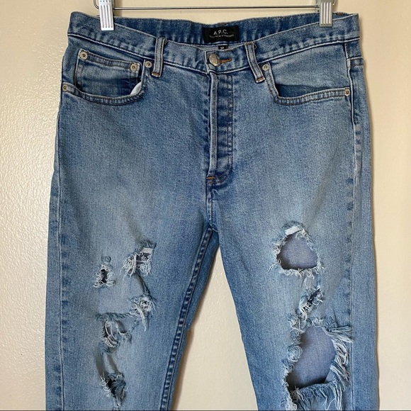 APC High Rise Button Fly Distressed Skinny Jeans - Picture 4 of 7